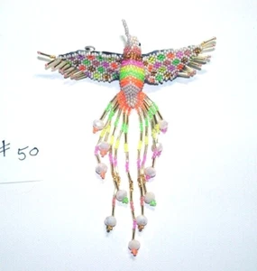 Fancy Fringe Beaded Hummingbird Barrette 4" w/ French Clip closure #50 - Picture 1 of 3
