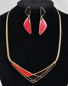Vintage Avon Jewelry Set "Color Splash" Necklace & "Color Counterpoint" Earrings - Picture 1 of 24