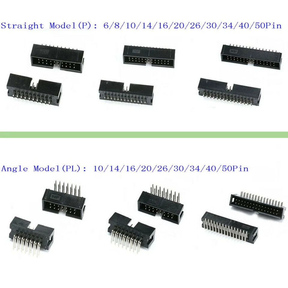 2.54mm IDC Straight & Angle Pin Boxed Headers Connector DC3 ISP JTAG Socket P&PL - Image 1 of 4