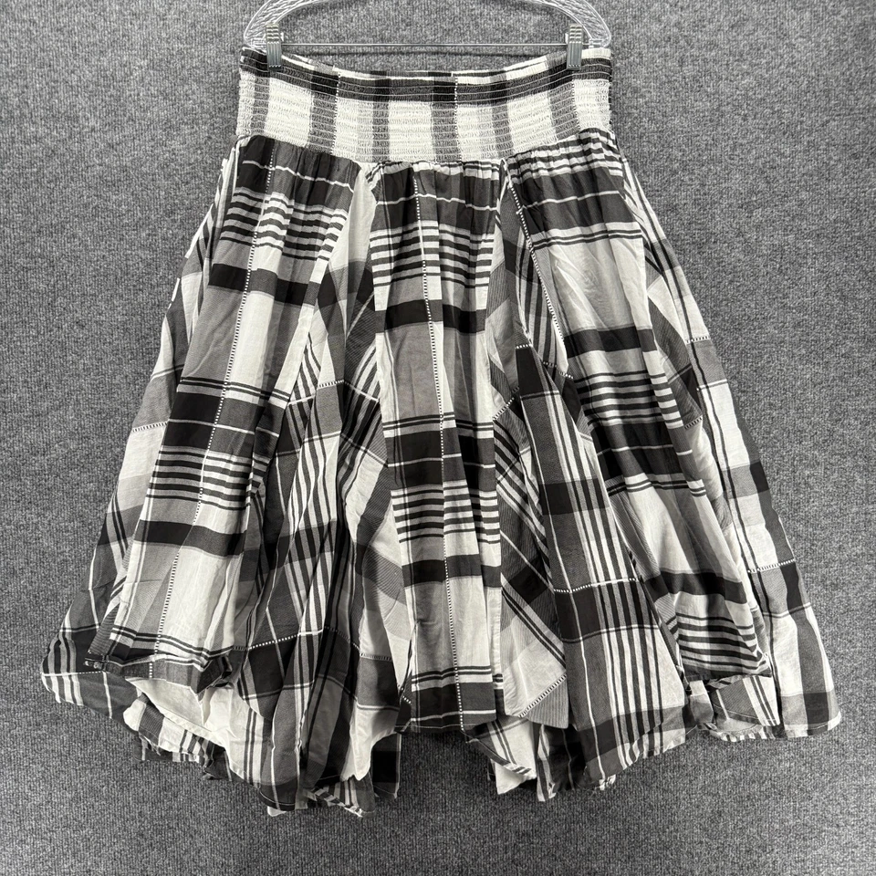 Womens Skirt XL Black White Plaid Pull On Flowy Fairy Cottage Barn Farm Festival - Image 1 of 4