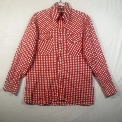 Camisa a Presión Para Hombre Retro Perla Occidental Roja Cuadros Guinga Seersucker Estilo Vaquero Foto 1 de 4