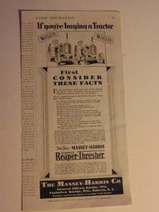 1930 MASSEY-HARRIS CO. Reaper-Thresher Tractor vintage print ad - Picture 1 of 1