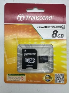 Scheda di memoria Transcend 8GB microSD SDHC classe 4 con adattatore TS8GUSDHC4 nuova - Foto 1 di 2