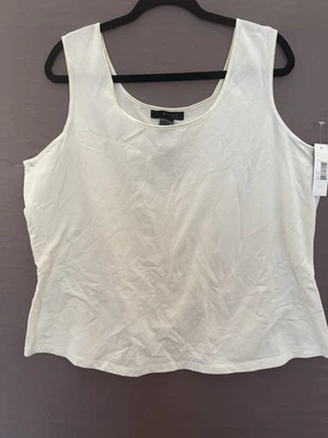 Studio Liz Claiborne Size 2X Cream Sleeveless Womens Cotton Casual Tank Top - Image 1 of 4