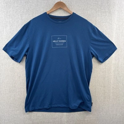 Camisa Helly Hansen XL Azul Logo Gráfico Manga Corta Atlética Informal Ligera Foto 1 de 4