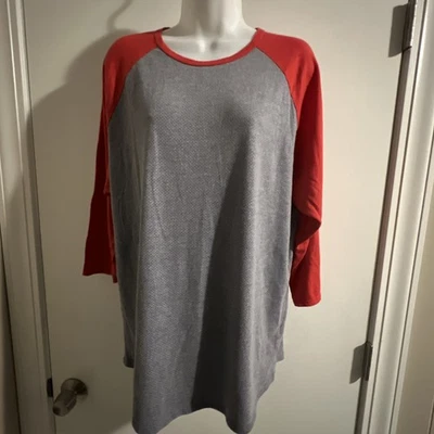 LuLaRoe 2XL Gris Luncadote Manga Larga Roja Camiseta Salón Todos los Días Foto 1 de 4