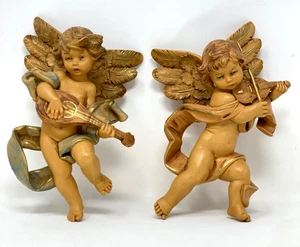 2 VTG 1984 Fontanini Simonetti Cherub Angel Depose Italy 8" & 7" Wall Hangings - Picture 1 of 19