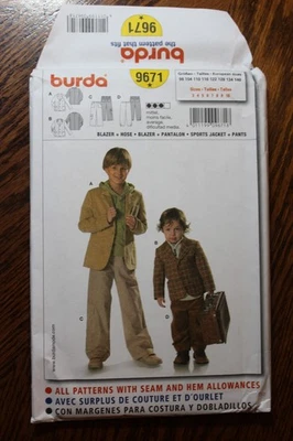 Burda 9671 Boys Sports Jacket & Pants Sewing Pattern Uncut Size 3-10 - Image 1 of 3
