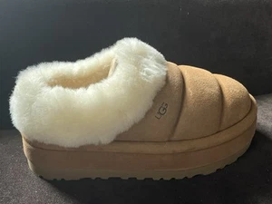 UGG TAZZLITA CHESTNUT SUEDE SHEARLING SLIPPERS SIZE US WOMEN 7 - Picture 1 of 8