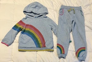 Mini Boden Rainbow Sweatshirt & Sweatpants with Pockets Size 5/6 - Picture 1 of 5