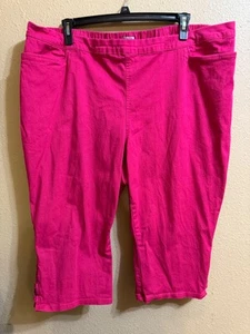 CATHERINES ESSENTIALS FLAT FRONT CAPRI PANTS SZ 3X (26-28W) PINK STRETCH PULL ON - Picture 1 of 3