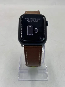 Correa de cuero marrón aluminio medianoche serie 8 45 mm solo GPS Apple Watch A2271 - Imagen 1 de 8