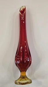 Vintage L.E. Smith Swung Glass Vase Amberina MCM 17.0 in Tall - Picture 1 of 7