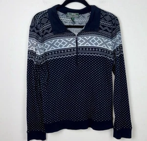 Maglione donna Lauren Ralph Lauren Active quarto zip taglia large cotone navy - Foto 1 di 6