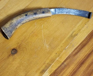 VINTAGE BONE HANDLE CAST IRON HELLER & HORSE STAMPED FARRIER TOOL HOOF KNIFE 8" - Picture 1 of 10