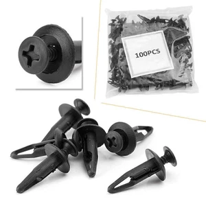For Ford 100x Push Type Rivet Retainer Fastener Body Bumper Pin Clips Plastic - Picture 1 of 8