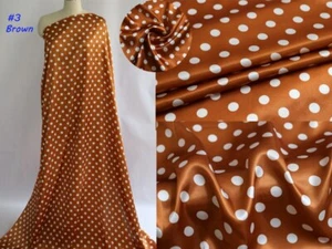 1Yard X 1.48Meter Polka Dots Fabric Satin Charmeuse Soft Lining Scarf Diy Tissu - Picture 1 of 21