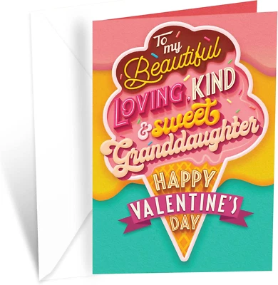 问候情人节孙女卡片,美国制造,环保, — 第 1/4 张图片