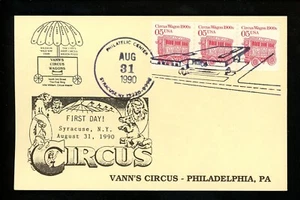 US FDC #2452 Vann's Circus / LGS Card 1990 Syracuse NY Wagon 1st Unofficial - Picture 1 of 2
