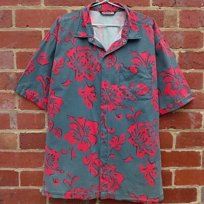 RARE Vintage 90s Y2K QUIKSILVER Snap Button Hawaiian Surf Beach Polo Shirt - XL - Image 1 of 4