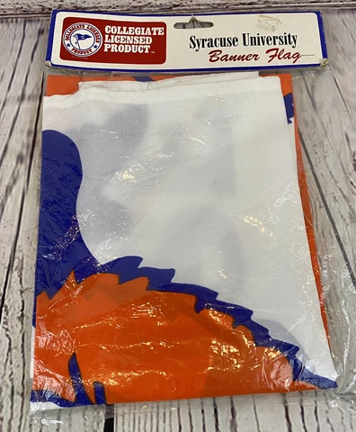 Vintage SYRACUSE ORANGE Mascot FLAG 29” X 41”SYRACUSE UNIVERSITY BANNER NOS OOAK Cover