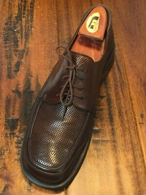 BACHRACH Mens Brown Calf Leather Summer Perforated Shoes sz 9.5 M Made in Italy - Image 1 of 4