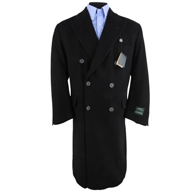 NUEVO ABRIGO LARGO RALPH LAUREN para hombre talla 46R cachemir puro doble pecho negro Foto 1 de 4