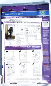 PetSafe Aluminum Pet Door, Large up to 100lbs, panel and flap NEW (damaged box) - Picture 1 of 11