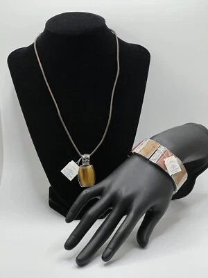 Lia Sophia Lot Of 2 Both NWT Tiger’s Eye Pendant Necklace & “Cupcake” Bracelet - Image 1 of 4