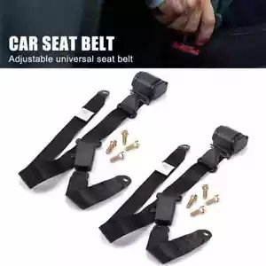 2set Retractable 3-Point Safety Seat Belt Straps Car Vehicle Adjustable Belt Kit - Picture 1 of 5