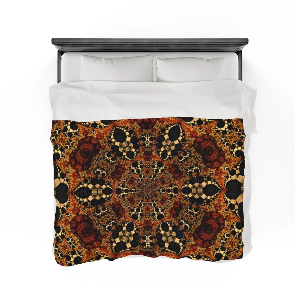 Amber Geometric Kaleidoscope Velveteen Plush Blanket- Available in 3 sizes - Image 1 of 1