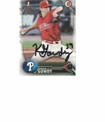 KEVIN GOWDY RC SIGNED IP 2016 1ST BOWMAN DRAFT BD-5 PHILADELPHIA PHILLIES AUTO - Image 1 of 2