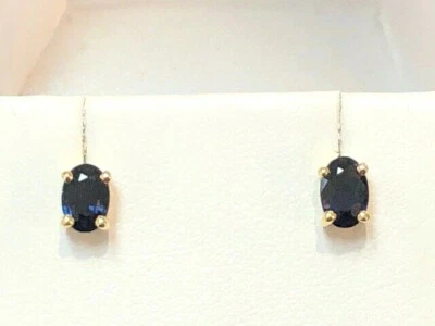 14K SAPPHIRE OVAL STUD EARRINGS FROM JARED'S YELLOW GOLD ABOUT .50CT EACH  - Image 1 of 4