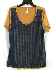 LuLaRoe Classic T Shirt Solid Yellow Gold, Blue Netted Front Size XL - Picture 1 of 6
