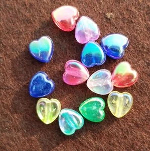 50 Pcs, 8mm Multi Heart Acrylic Beads - Picture 1 of 8