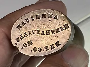 Antique Brass Railway “ American Express Co. Marthasville MO. “ Wax Sealer Stamp - Picture 1 of 4