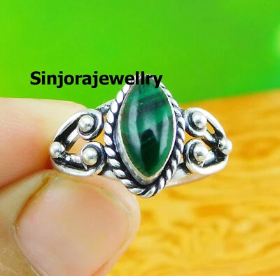 Malachite Gemstone 925 sterling silver handmade Gift Ring US size 5 to 10 - Image 1 of 4