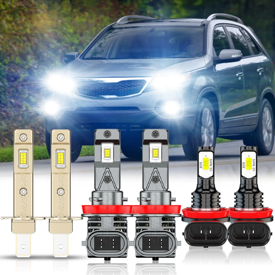 For Kia Sorento 2011-2013 LED Headlight 6500K White H1 H11 H11 Bulbs Conversion - Image 1 of 4