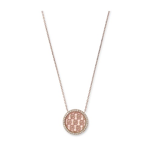 COLLANA CIONDOLO DISCO CRISTALLI MOP MONOGRAMMA CATENA ORO ROSA MICHAEL KORS MKJ5372