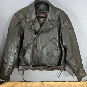 Easyriders Leather Motorcycle Jacket 2XL Belted Moto Armor Vintage 90s NICE! - Picture 1 of 15