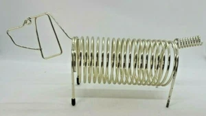 Mid-century Wire Spring Dog Letter Picture Holder Silver Vintage Basset Hound - Picture 1 of 10