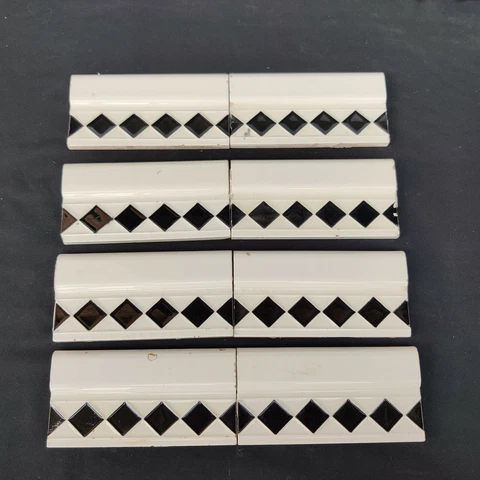 Vintage Black&White 8 Pcs Majolica Art Nouveau Architecture Furniture Tile CT130 Cover