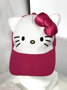 Sanrio Hello Kitty Pink Youth Cap Adjustable Strapback Girls Hat 3D Bow NEW - Picture 1 of 7