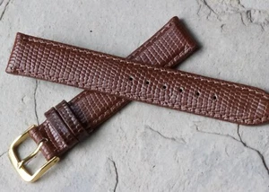 Vintage Short 16mm Genuine Leather lizard grain European made watch band 1960s - Picture 1 of 3