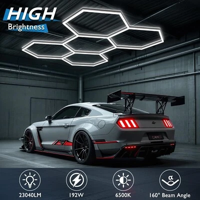 LED Honeycomb Light Hexagon Garage Lights High Brightness 5-Hex Light for Garage - Image 1 of 4