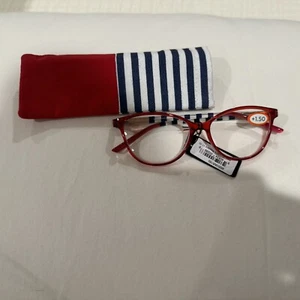Studio ICU Gafas de Lectura Mujer ROJO AZUL RAYAS LECTORES +1,50 NUEVAS - Imagen 1 de 4