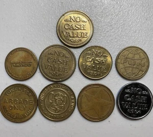 Arcade Tokens Lot (9) NAMCO, CHUCK E CHEESE & More GC - Picture 1 of 6
