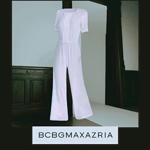 BCBGMaxAzria Maddison Wide Leg Ivory  Jumpsuit Size XS Dressy Casual Open Back - Picture 1 of 7