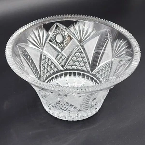 Elegante cuenco de vidrio bohemio con corte de cristal de plomo de 8"/20,3 cm - Imagen 1 de 13