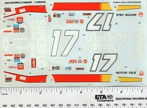 Revell #17 SUPERFLO CAMERO MODEL DECAL ONLY NOT A KIT 1/25TH. - Picture 1 of 1